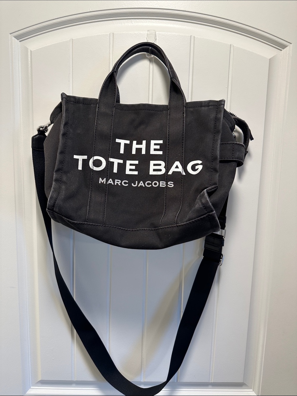 Marc Jacobs Black Canvas Tote Bag with White Logo